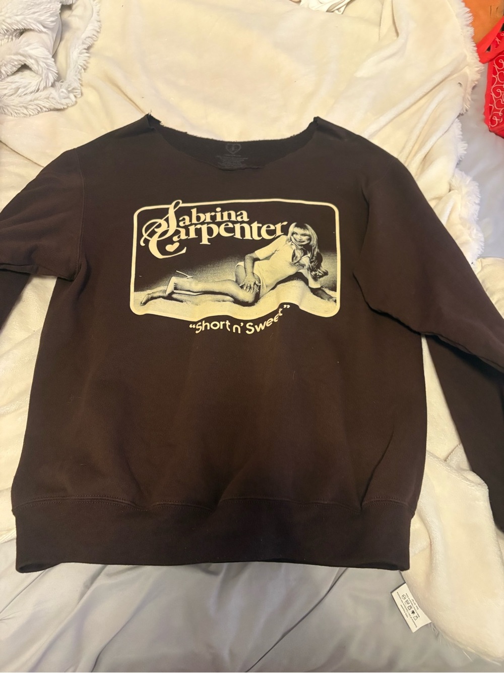 Sabrina Carpenter Brown Crewneck Graphic Sweatshirt